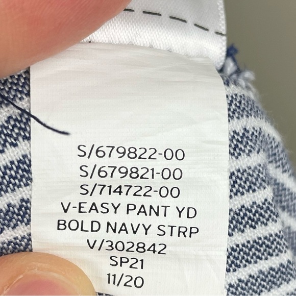 Gap Women's Large V-Easy Pant Bold Navy Stripe White Casual Pull-On Drawstring - Picture 13 of 14